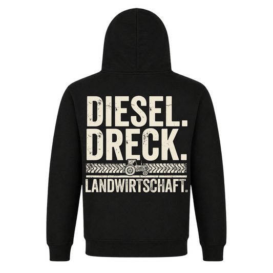 Diesel. Dreck. Landwirtschaft. - Premium Unisex Hoodie - Black - Rueckseite