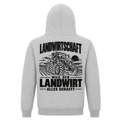 Der Landwirt schafft alles! - Premium Unisex Hoodie - Grey Melange - Rueckseite
