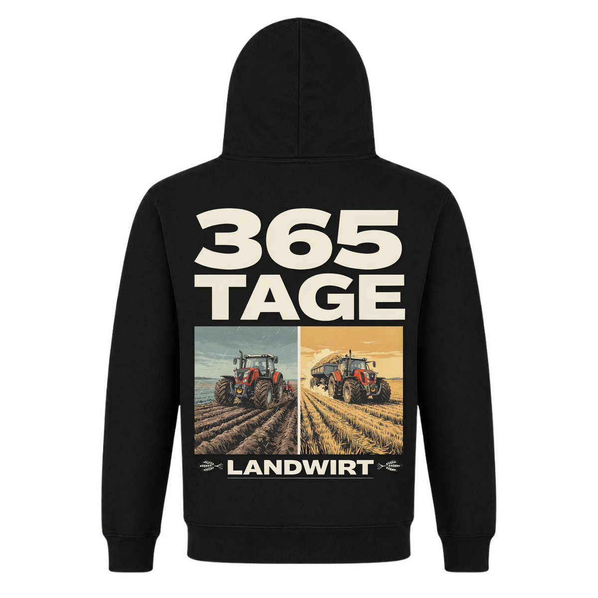 365 Tage Landwirt - Premium Hoodie Unisex - Black - Rueckseite
