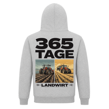 365 Tage Landwirt - Premium Hoodie Unisex - Grey Melange - Rueckseite